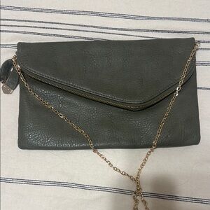 Urban Expressions Dark Green Clutch with Gold Chain